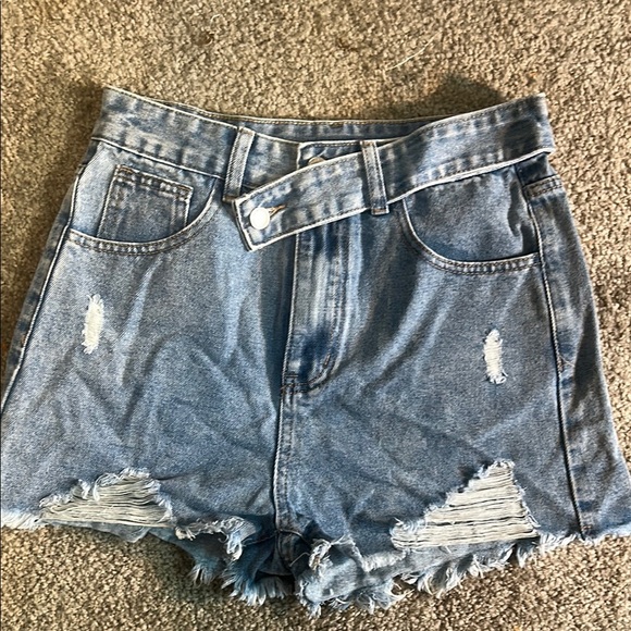 Blue High-Waisted Jean Shorts- Never Worn - Picture 1 of 3